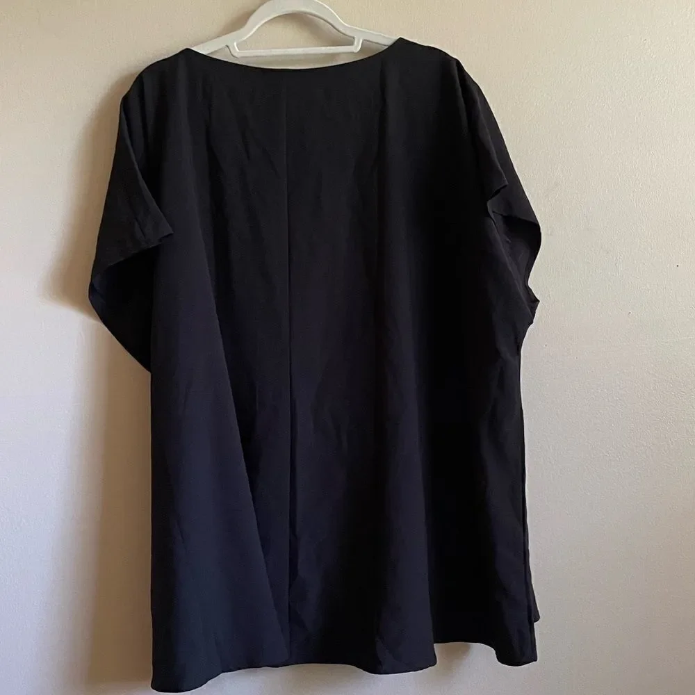 Lane Bryant black blouse with tie front sz 22/24‎